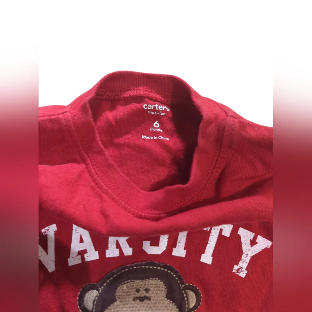 Carter's Red Long Sleeve Varsity Tee Size 6 Months.